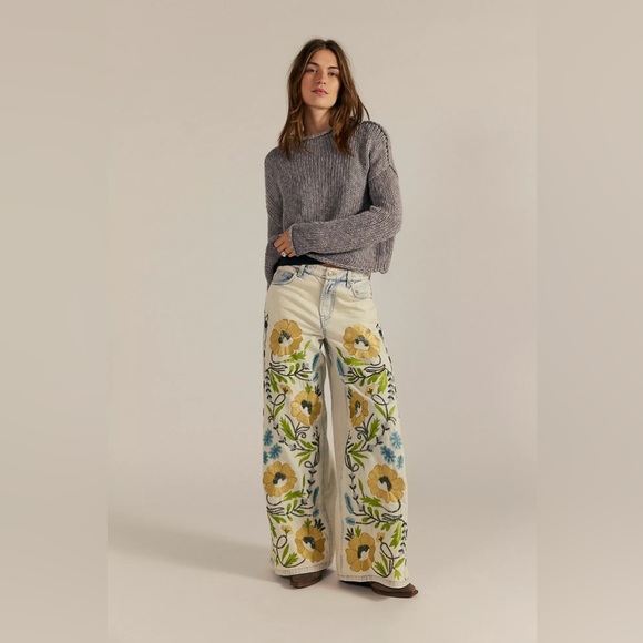 Free People Denim - Free people We The Free Mi Amore Wide-Leg Jeans vintage floral tapestry